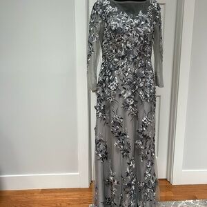 JJs House Silver Floral Long Sleeve Dress
